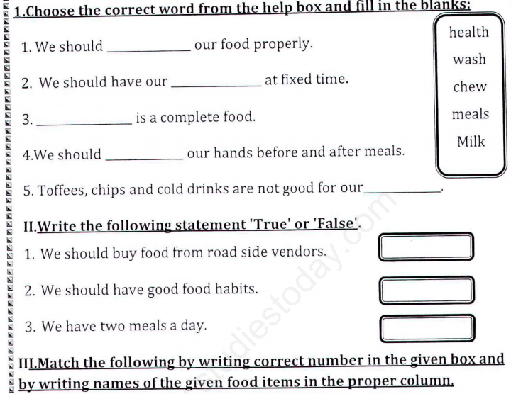 Food We Eat Class 1